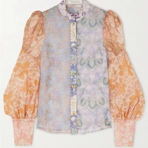 ZIMMERMANN Kaleidoscope floral linen and silk- blouse worn once!Size 3 (8-10)